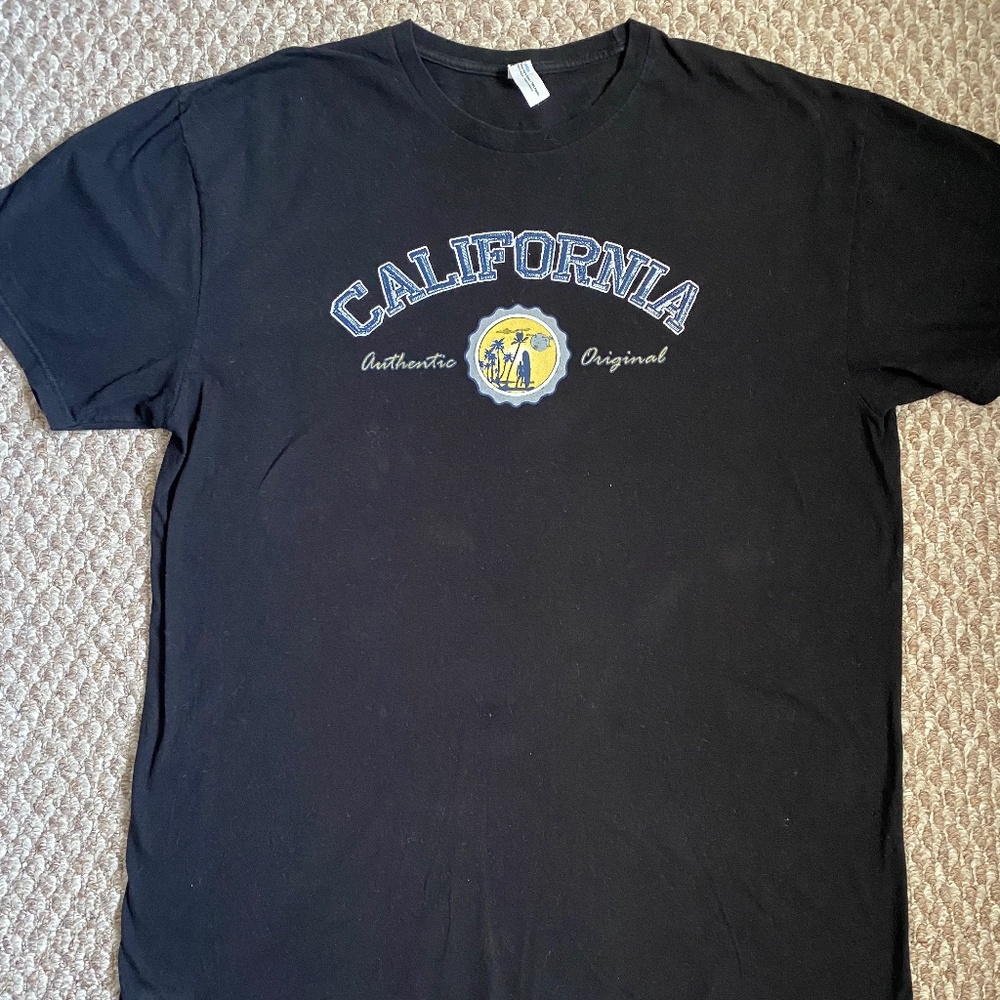 California Black X-Large Short Sleeve Tee Shirt